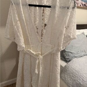 Elegant Lace Dress with Tie Waist